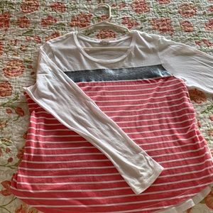 Gap long sleeve, white, metallic silver, pink stripes